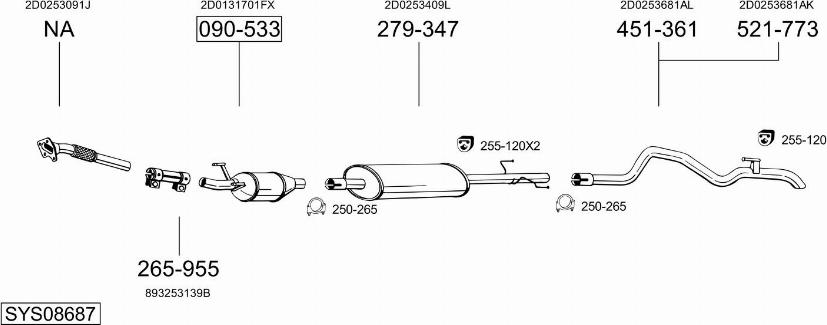 Bosal SYS08687 - Система випуску ОГ autocars.com.ua