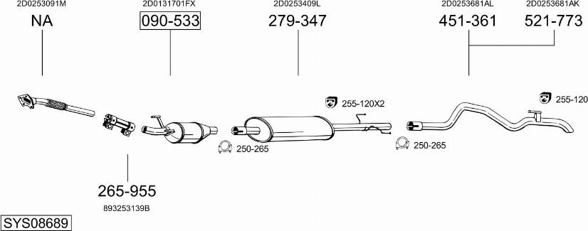 Bosal SYS08689 - Система випуску ОГ autocars.com.ua