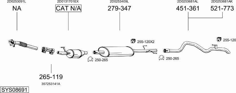 Bosal SYS08691 - Система випуску ОГ autocars.com.ua