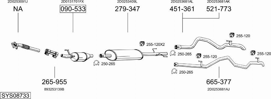 Bosal SYS08733 - Система випуску ОГ autocars.com.ua