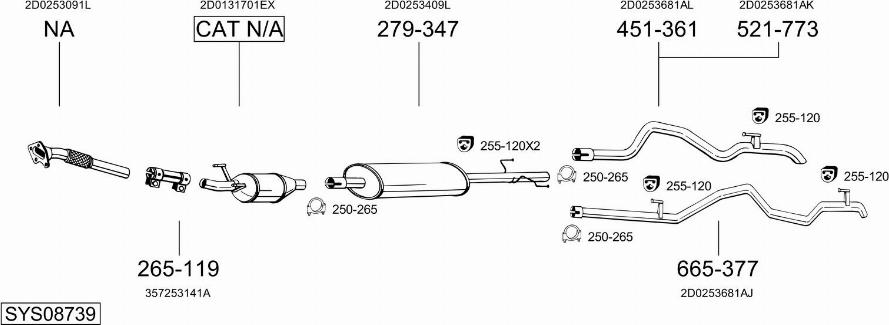 Bosal SYS08739 - Система випуску ОГ autocars.com.ua