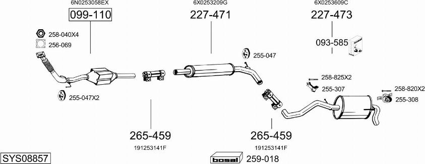 Bosal SYS08857 - Система випуску ОГ autocars.com.ua