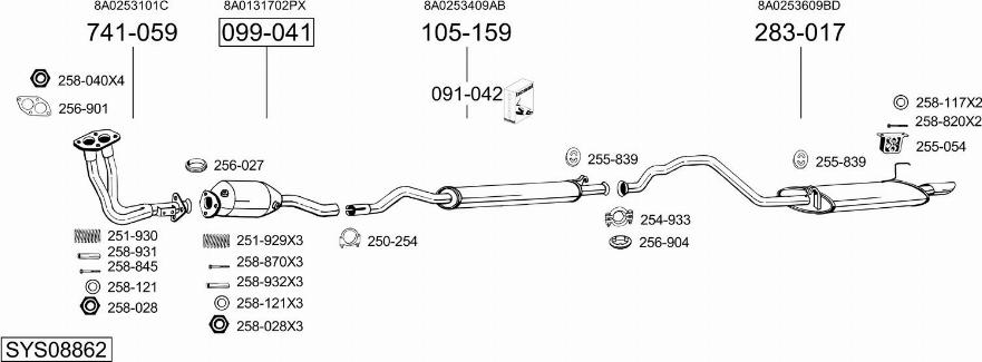 Bosal SYS08862 - Система випуску ОГ autocars.com.ua