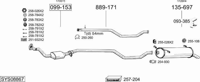 Bosal SYS08867 - Система випуску ОГ autocars.com.ua