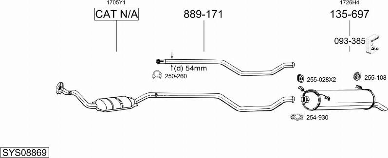 Bosal SYS08869 - Система випуску ОГ autocars.com.ua