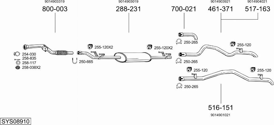 Bosal SYS08910 - Система выпуска ОГ avtokuzovplus.com.ua