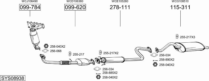 Bosal SYS08938 - Система випуску ОГ autocars.com.ua