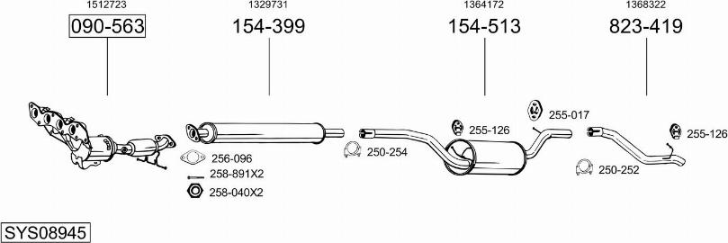Bosal SYS08945 - Система випуску ОГ autocars.com.ua
