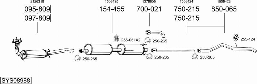 Bosal SYS08988 - Система випуску ОГ autocars.com.ua