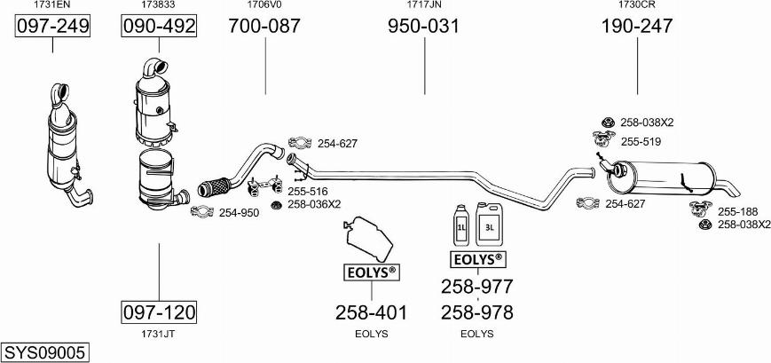 Bosal SYS09005 - Система випуску ОГ autocars.com.ua