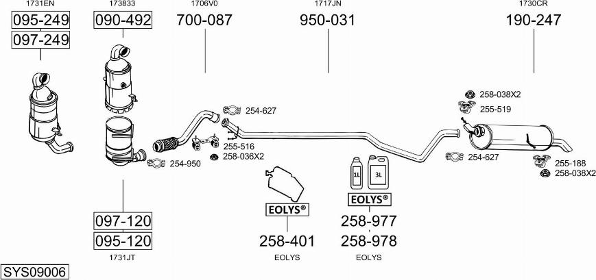 Bosal SYS09006 - Система випуску ОГ autocars.com.ua