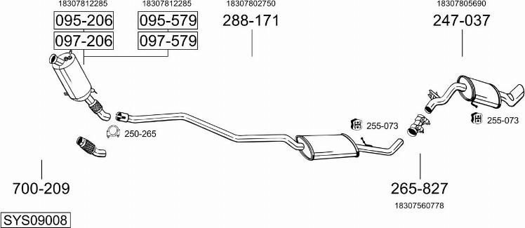 Bosal SYS09008 - Система випуску ОГ autocars.com.ua