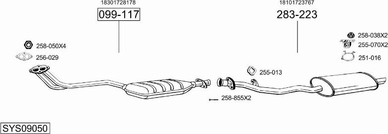Bosal SYS09050 - Система випуску ОГ autocars.com.ua
