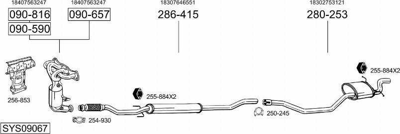 Bosal SYS09067 - Система випуску ОГ autocars.com.ua