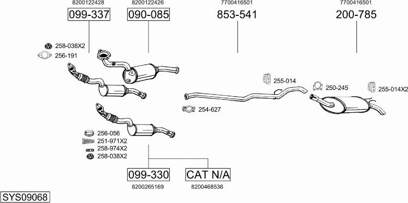 Bosal SYS09068 - Система випуску ОГ autocars.com.ua