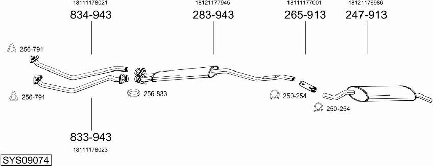 Bosal SYS09074 - Система випуску ОГ autocars.com.ua