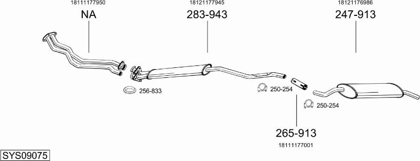 Bosal SYS09075 - Система випуску ОГ autocars.com.ua