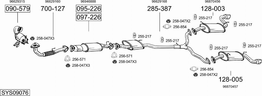 Bosal SYS09076 - Система випуску ОГ autocars.com.ua