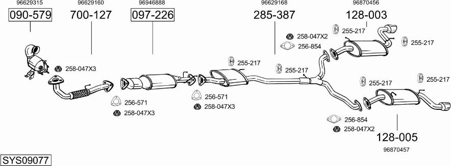 Bosal SYS09077 - Система випуску ОГ autocars.com.ua