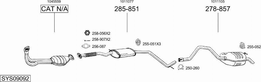 Bosal SYS09092 - Система випуску ОГ autocars.com.ua