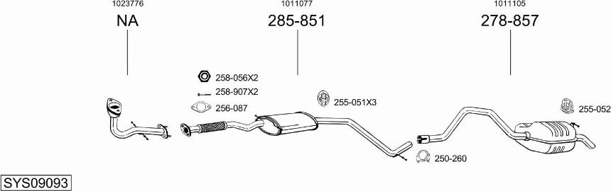 Bosal SYS09093 - Система випуску ОГ autocars.com.ua