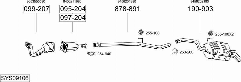 Bosal SYS09106 - Система випуску ОГ autocars.com.ua