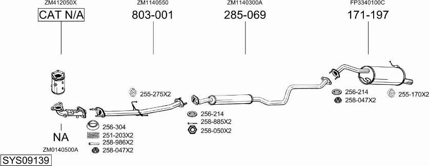 Bosal SYS09139 - Система випуску ОГ autocars.com.ua