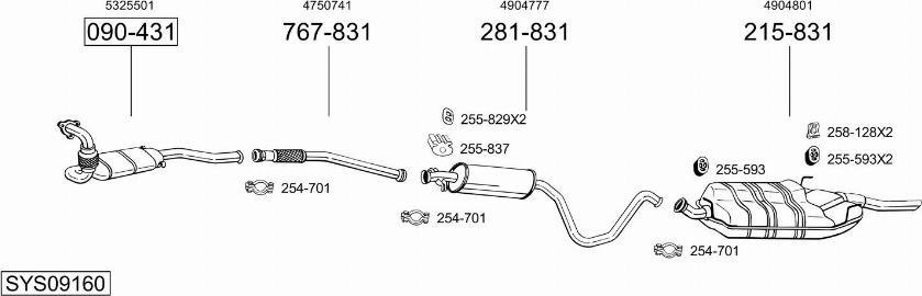 Bosal SYS09160 - Система выпуска ОГ avtokuzovplus.com.ua