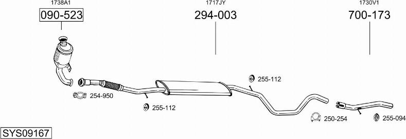 Bosal SYS09167 - Система випуску ОГ autocars.com.ua