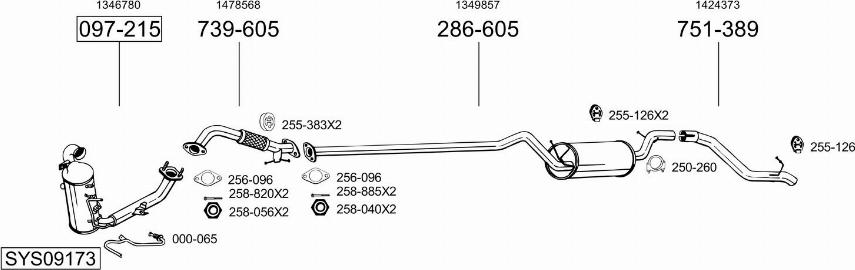 Bosal SYS09173 - Система випуску ОГ autocars.com.ua
