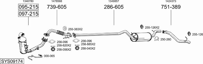 Bosal SYS09174 - Система випуску ОГ autocars.com.ua
