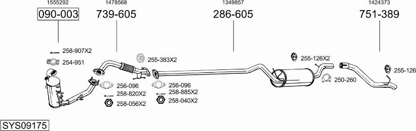 Bosal SYS09175 - Система випуску ОГ autocars.com.ua