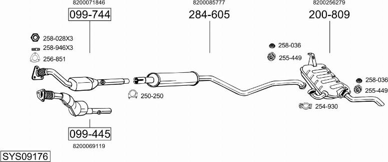 Bosal SYS09176 - Система випуску ОГ autocars.com.ua