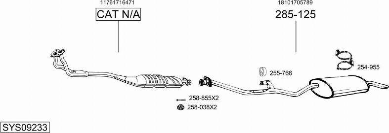 Bosal SYS09233 - Система випуску ОГ autocars.com.ua