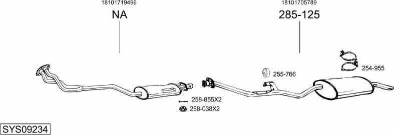 Bosal SYS09234 - Система випуску ОГ autocars.com.ua