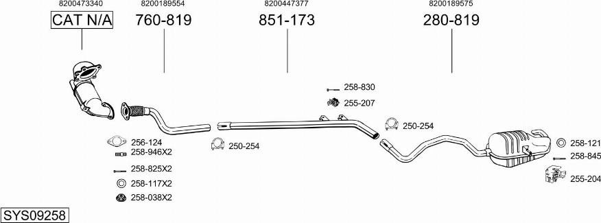 Bosal SYS09258 - Система випуску ОГ autocars.com.ua
