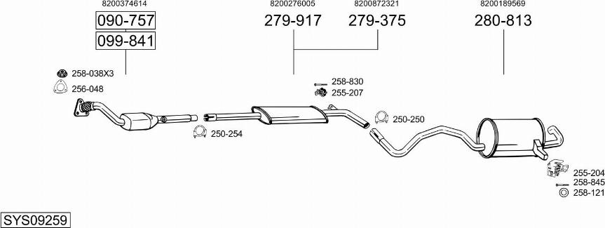 Bosal SYS09259 - Система випуску ОГ autocars.com.ua