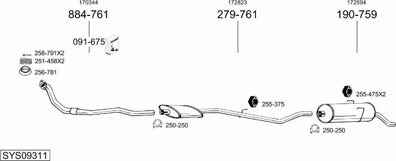 Bosal SYS09311 - Система випуску ОГ autocars.com.ua