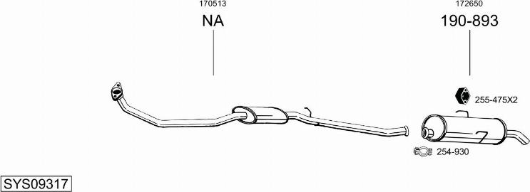 Bosal SYS09317 - Система випуску ОГ autocars.com.ua