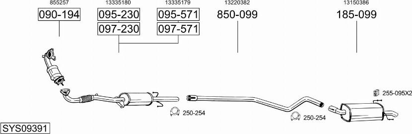 Bosal SYS09391 - Система випуску ОГ autocars.com.ua