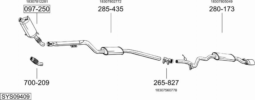 Bosal SYS09409 - Система випуску ОГ autocars.com.ua