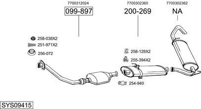 Bosal SYS09415 - Система випуску ОГ autocars.com.ua