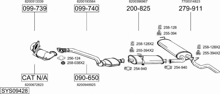 Bosal SYS09428 - Система випуску ОГ autocars.com.ua