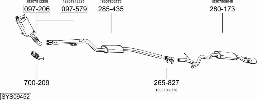 Bosal SYS09452 - Система випуску ОГ autocars.com.ua