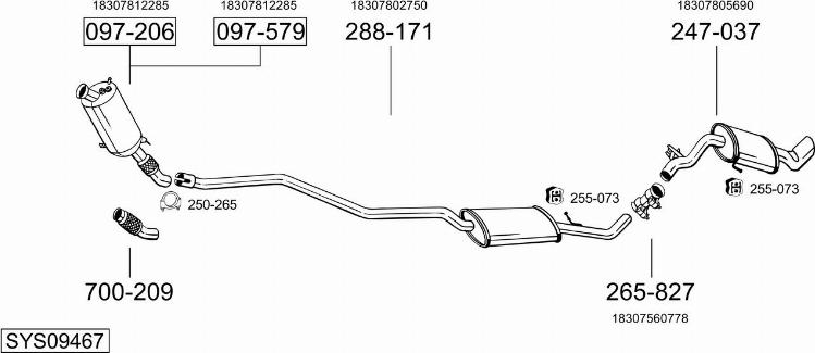 Bosal SYS09467 - Система випуску ОГ autocars.com.ua