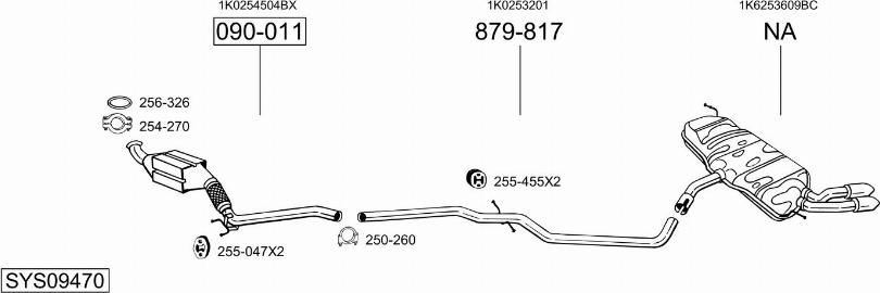 Bosal SYS09470 - Система випуску ОГ autocars.com.ua