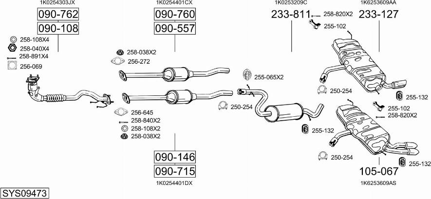 Bosal SYS09473 - Система випуску ОГ autocars.com.ua