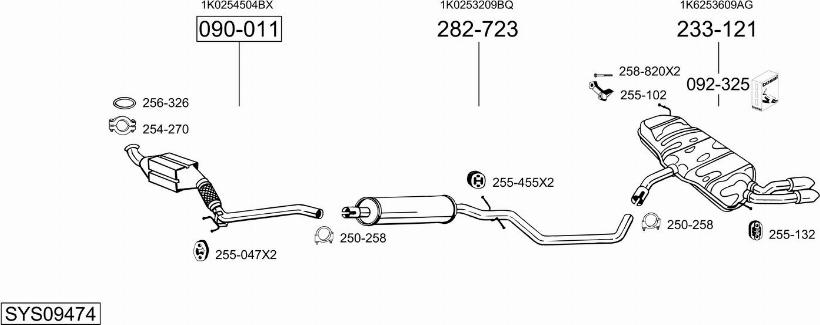 Bosal SYS09474 - Система випуску ОГ autocars.com.ua