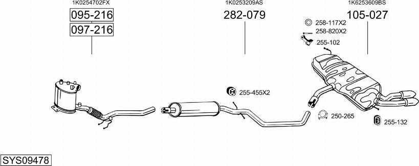 Bosal SYS09478 - Система випуску ОГ autocars.com.ua