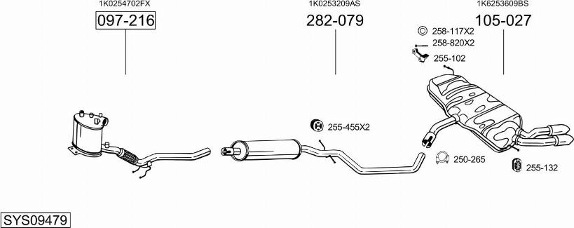 Bosal SYS09479 - Система випуску ОГ autocars.com.ua